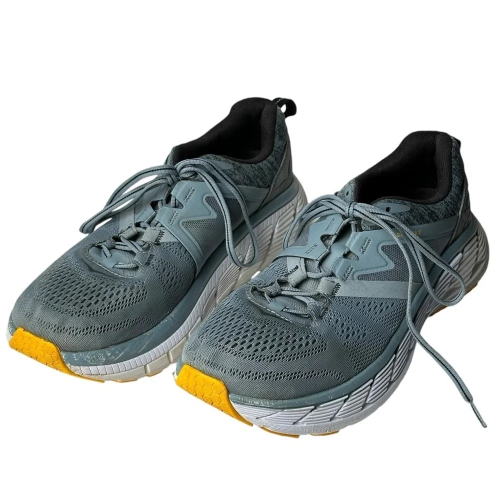 HOKA Gaviota 2 Men's Size 8 2E Wide Sneakers Running Shoes Blue Yellow One One